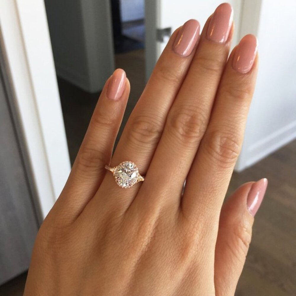 Dazzling Gemstone Beautiful Rose Gold Oval Ring for Women, VIP042 - Picture 4 of 8